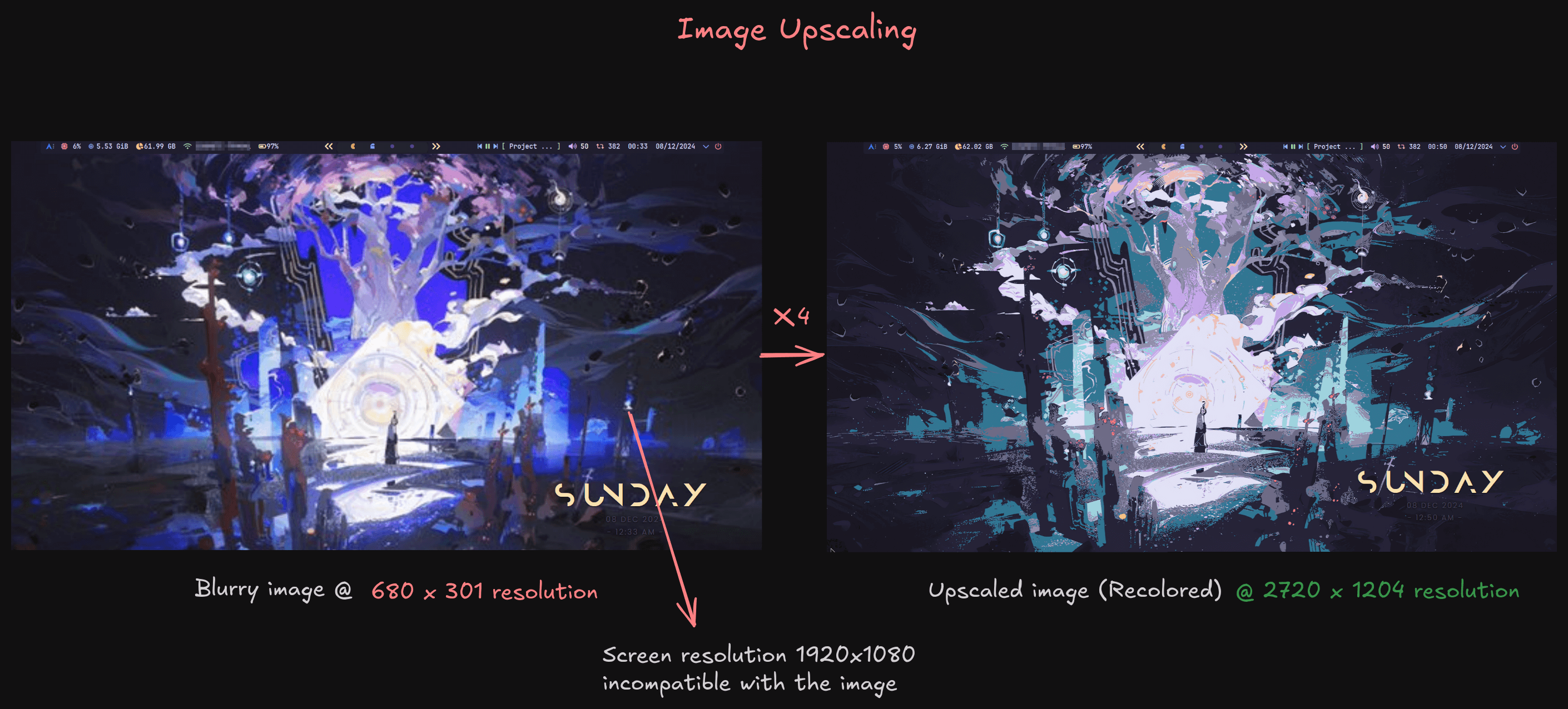 image upscaling example